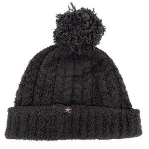 Barefoot Dreams CozyChic Cable Beanie with Pom Pom Dark Brown NWT